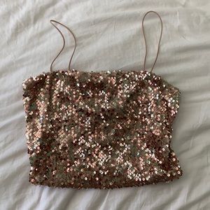 Rose Gold Sequin Crop Top